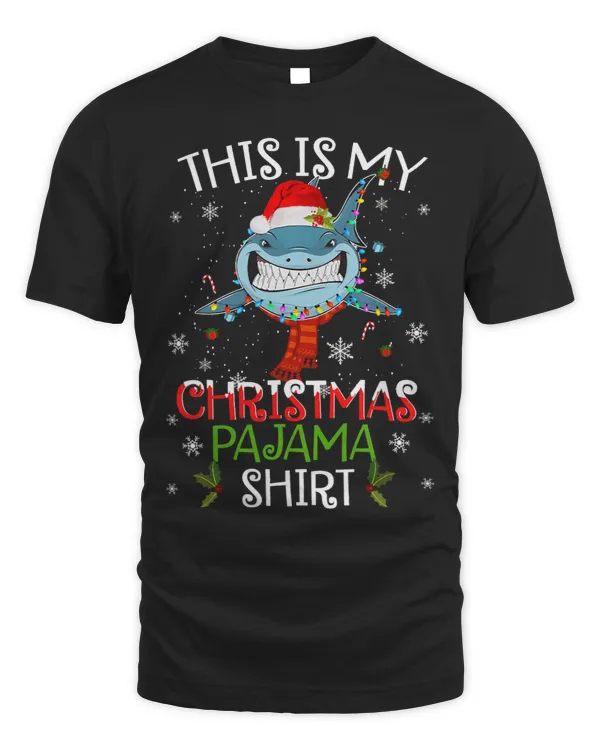 This Is My Christmas Pajama Shirt Funny Christmas Shark 86