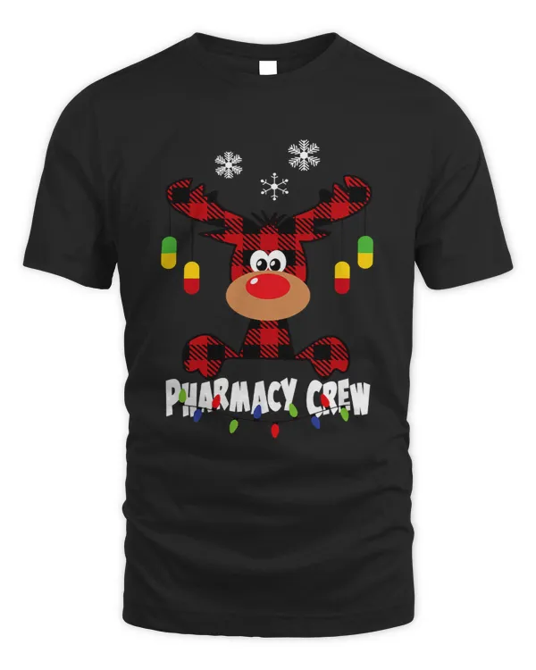 Funny Red Plaid Reindeer Pharmacy Crew Christmas 574