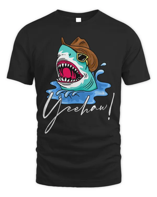Funny Shark Cowboy Tshirt Shark Yeehaw Tee Shark Lover 274