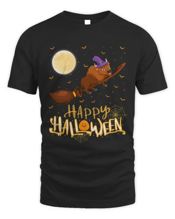 Funny Bison Ride Witch Shotgun Bison Halloween 279
