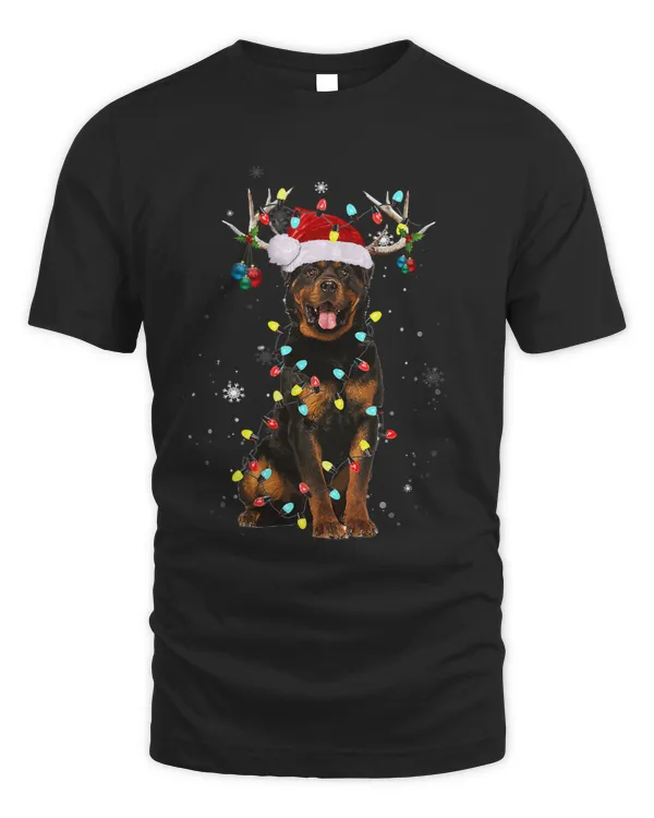 Santa Rottweiler Reindeer Light Christmas69