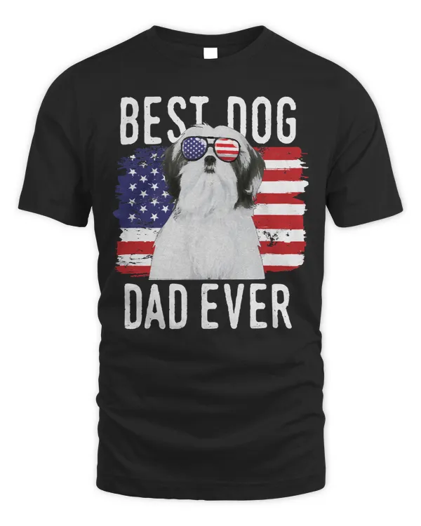 Dog American Flag Best Dog Dad Ever Shih Tzu USA 153 paws