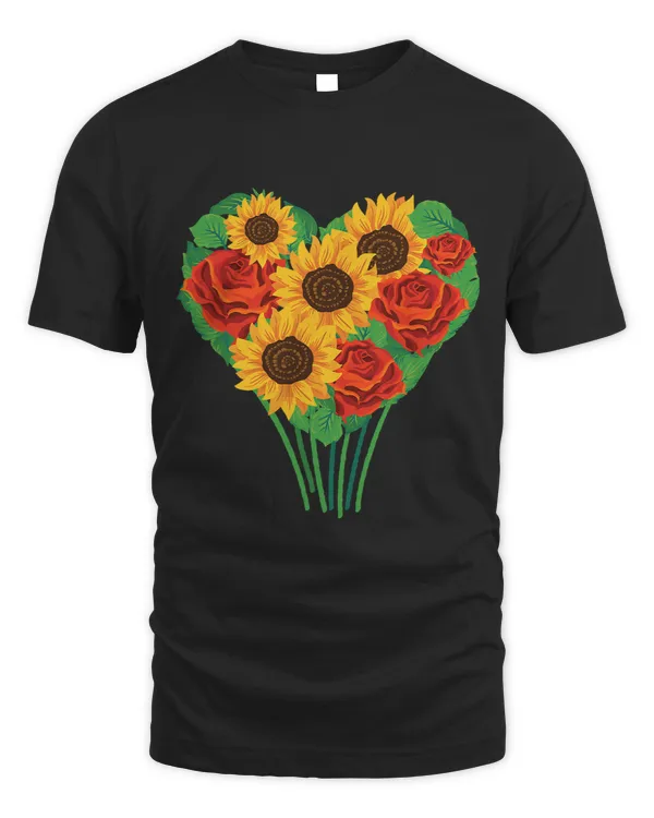 Heart Bouquet Sunflowers Cool Fun Retro Art