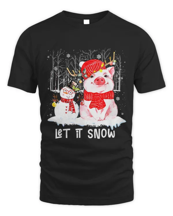 Ugly Christmas Pig And Snowman Let It Snow Merry Christmas126