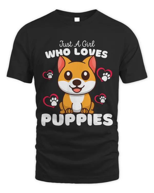 Just A Girl Who Loves Puppies Cute Dog Lover Kids 213
