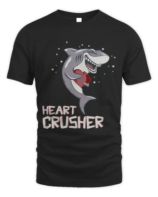 Heart Shark Crusher Valentines Day Cute V Day Boys Kids