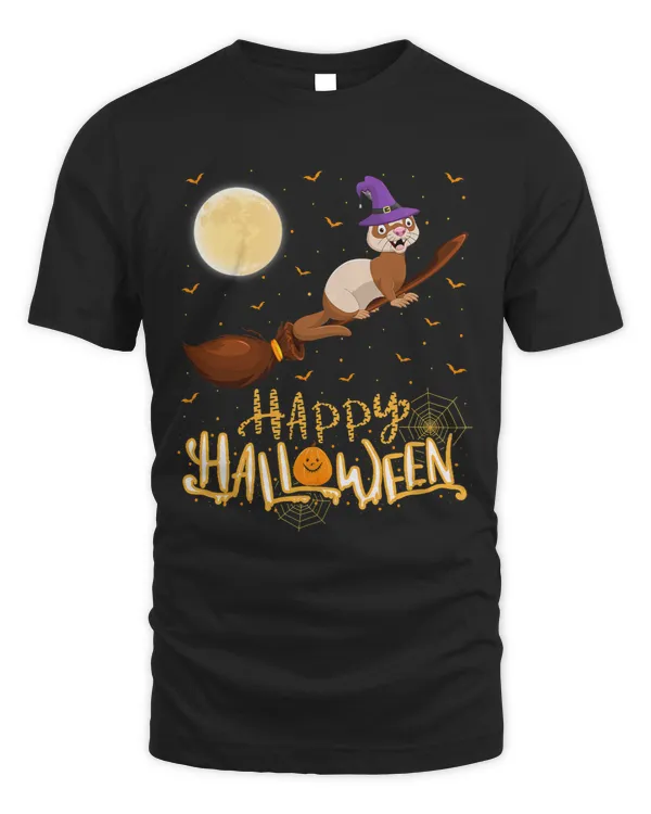 Funny Ferret Ride Witch Shotgun Ferret Halloween 284