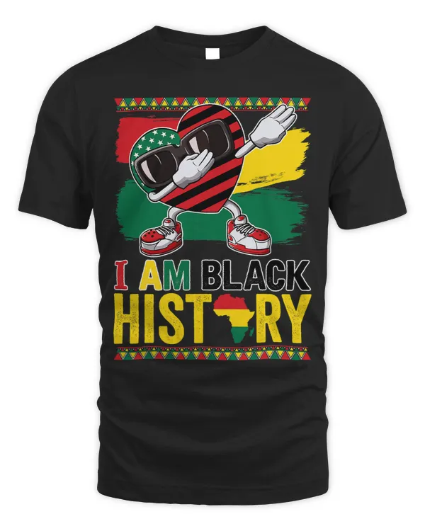 I Am Black History American Flag Cute Heart BHM BLM Pride