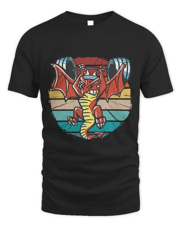 Vintage funny weightlifting dragon gym lifting weights fit