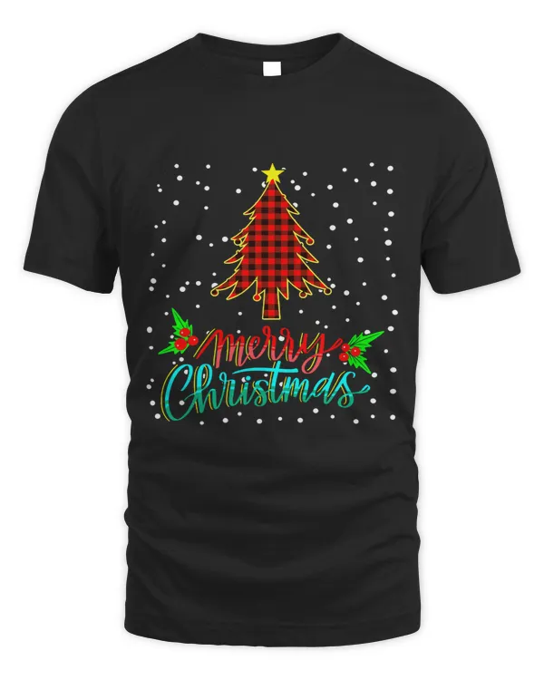 Buffalo Plaid Christmas Tree Shirt for Mom Dad and Kids 163