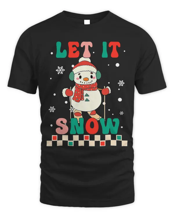 Let It Snow Snowman Groovy Retro Christmas Holiday Boy Girl124