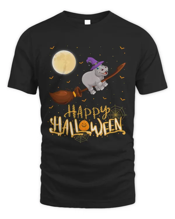 Funny Hippopotamus Ride Witch Shotgun Hippopotamus Halloween 261