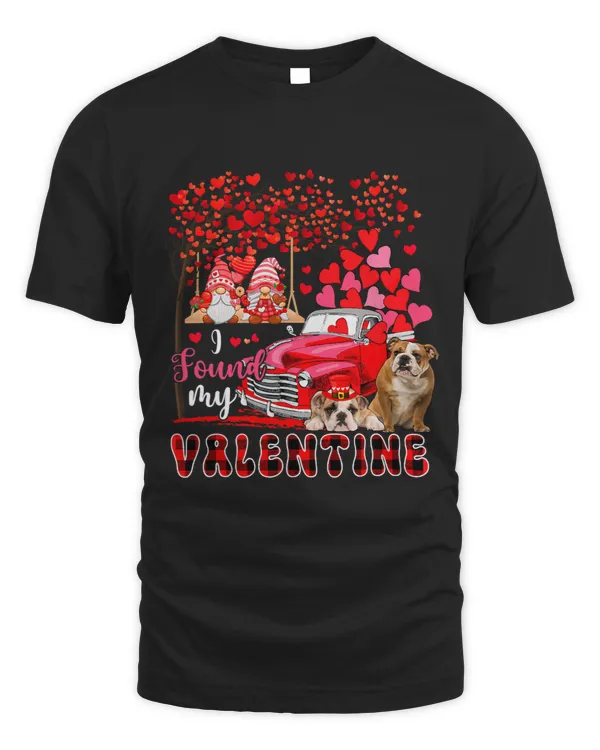 I Found Valentine Two Cute Bulldogs Couple Gnomes Pickup