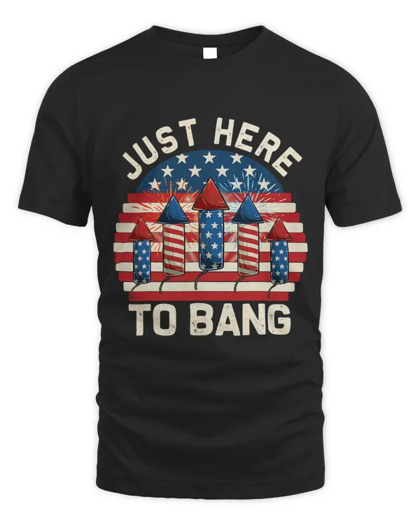 Just Here To Bang 4th Of July Tee Fireworks Director America