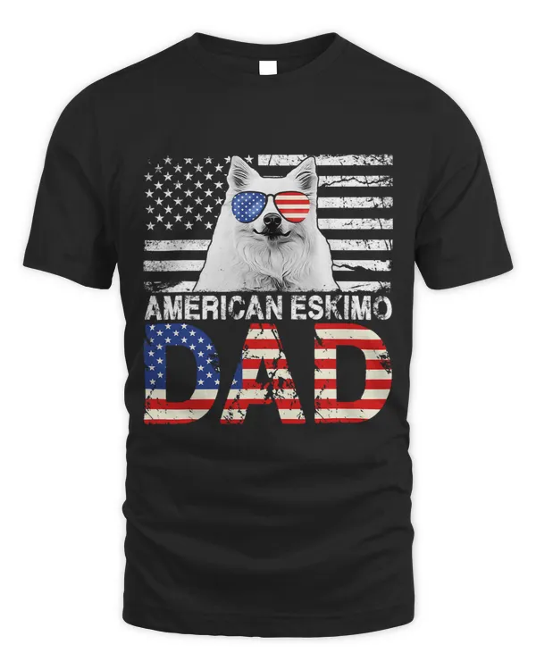 Mens Cool American Eskimo Dad USA Flag Patriotic Fathers Day