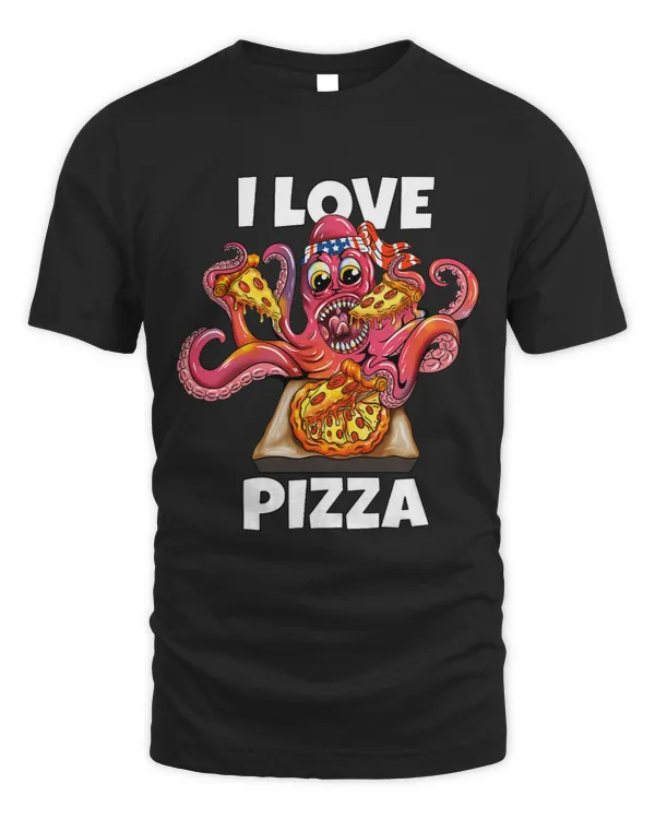 Octopus Squid Eat Fast Food Lover I Love Pizza