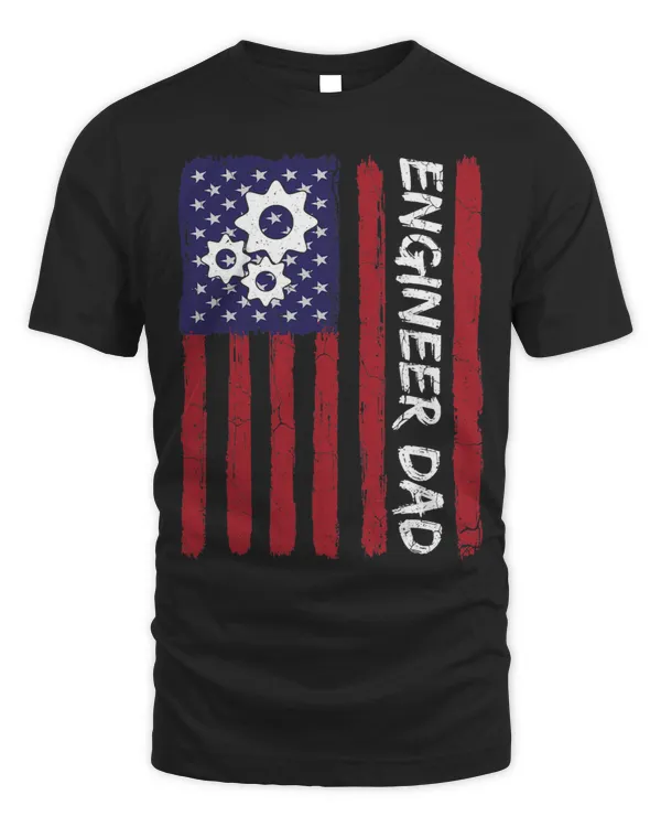 Mens Cool Fathers Day American Flag Engineer Dad 4th of July 2