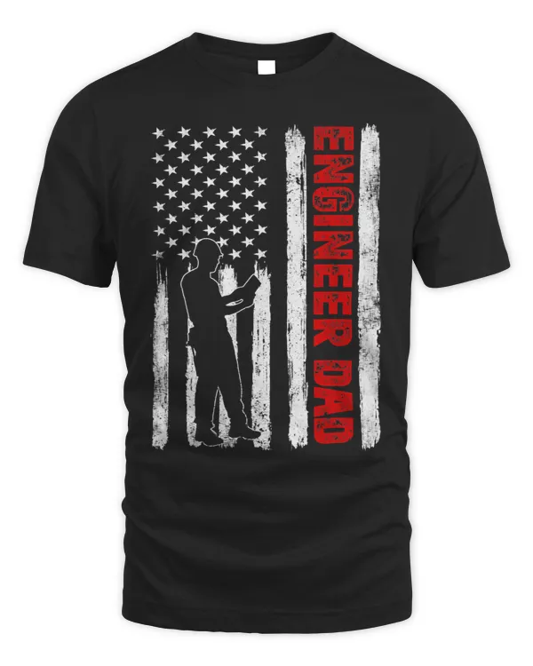 Mens Cool Fathers Day American Flag Engineer Dad 4th of July