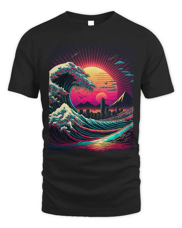 Japanese Art Ukiyoe Style Retrowave Great Wave Off Kanagawa 2