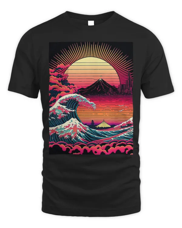 Japanese Art Ukiyoe Style Retrowave Great Wave Off Kanagawa 32