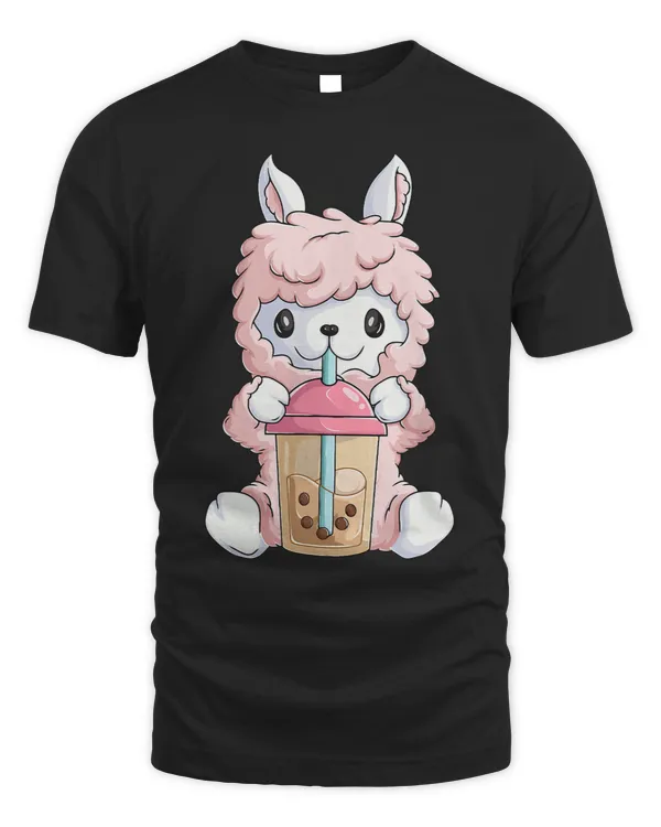 Kawaii Anime Llama Shirt For Women Girls Bubble Boba Tea