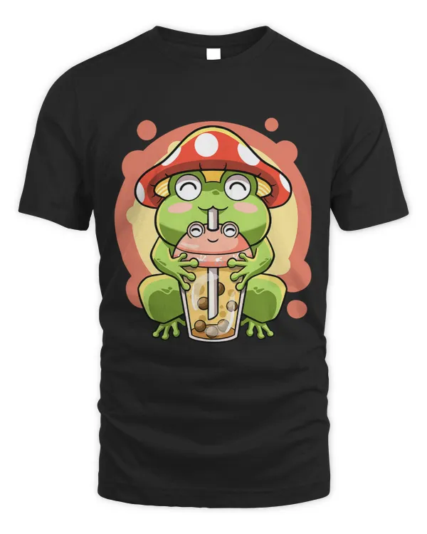 Kawaii Boba Tea Bubbles Frog Mushroom Hat Cute Cottagecore