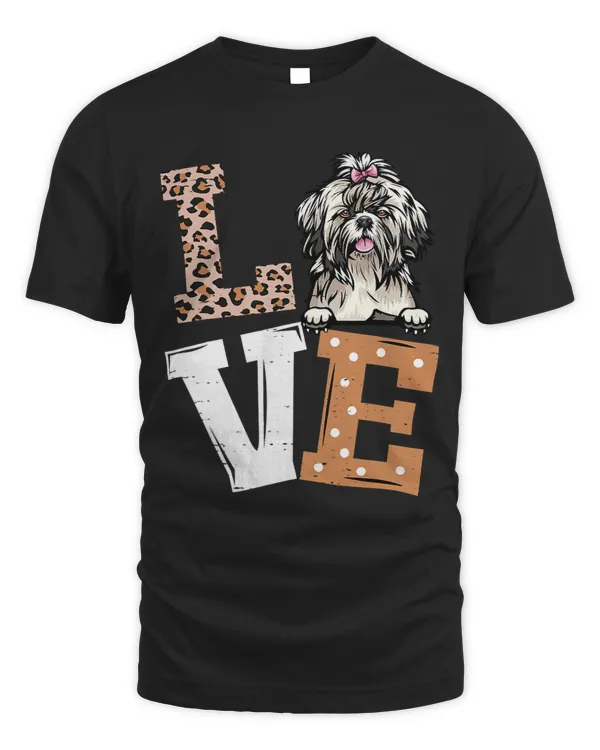 I Love My Shih Tzu Funny Dog Lovers Leopard Print