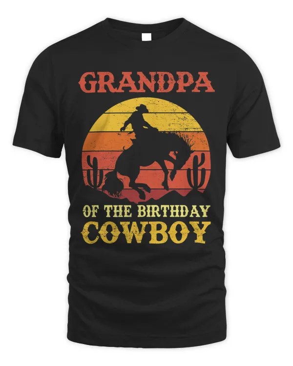 Mens Grandpa Of The Birthday Cowboy Shirt Western Rodeo Party 1st