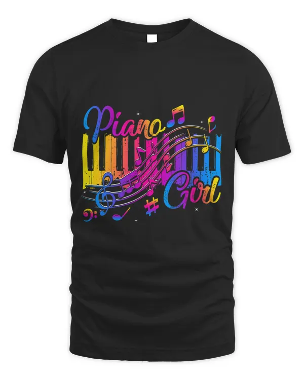 Piano Girl Tie Dye Pianist Music Notes Cute Musical Keyboard