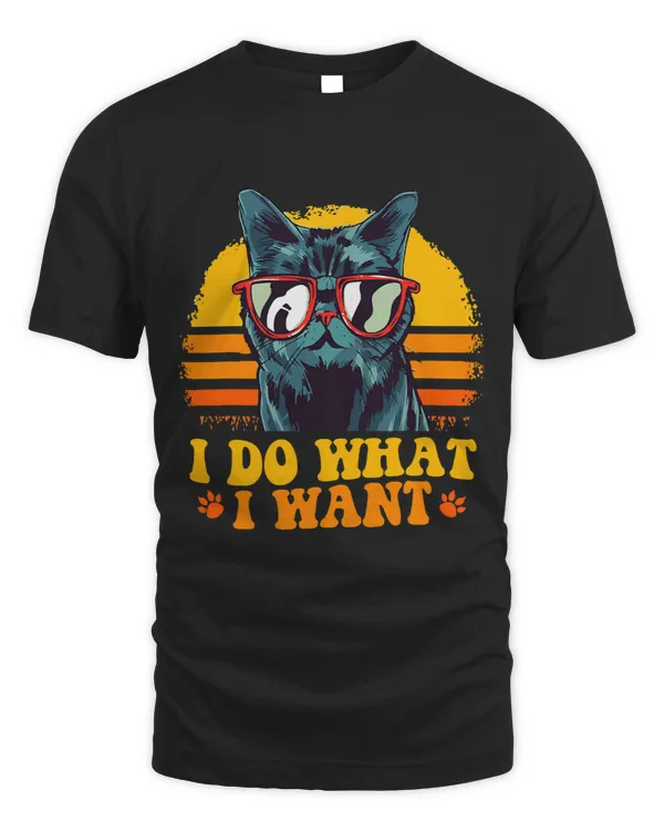I Do What I Want Vintage Cat Funny Retro Groovy Cat Lover