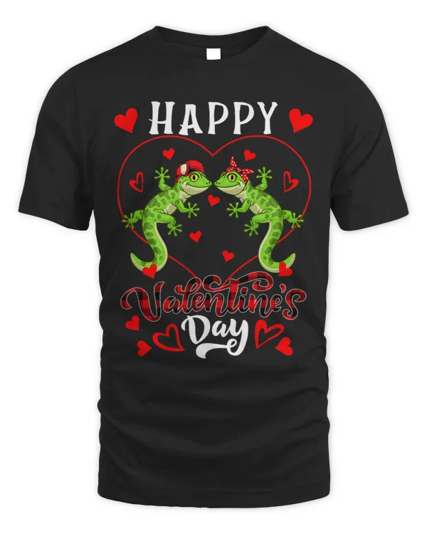 Happy Valentines Day Hearts Couple Geckos Zoo Animals