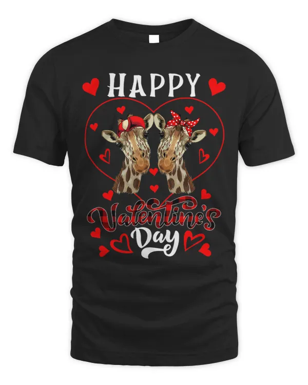 Happy Valentines Day Hearts Couple Giraffes Zoo Animals