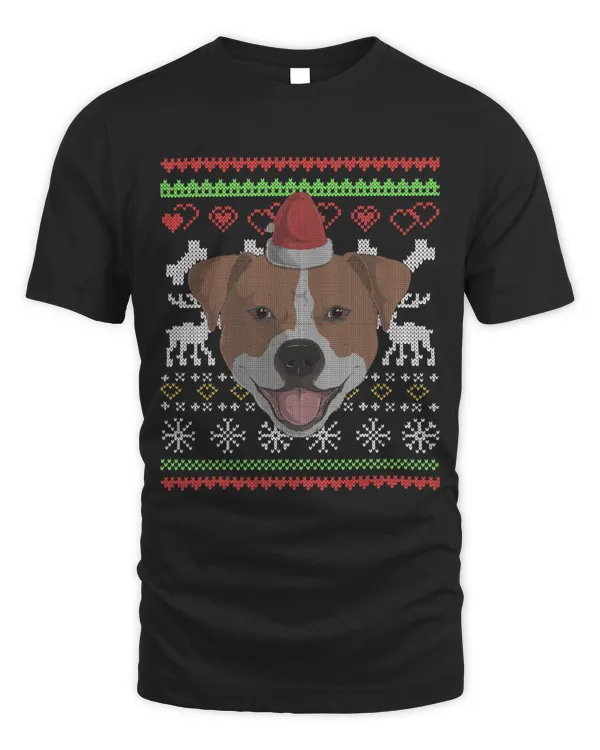 English Staffordshire Dog Santa Claus Ugly Christmas XMas
