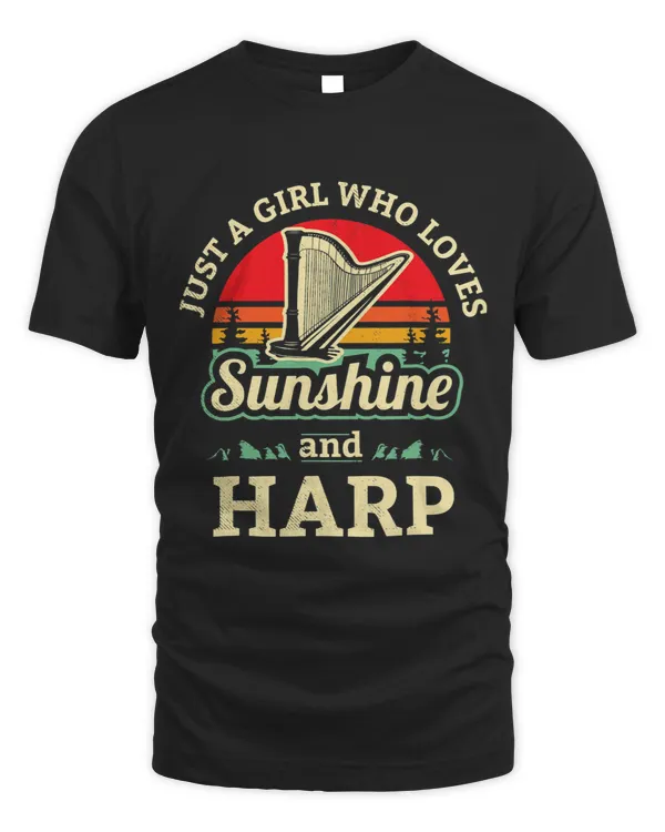 harp musicians sunshine girl retro style