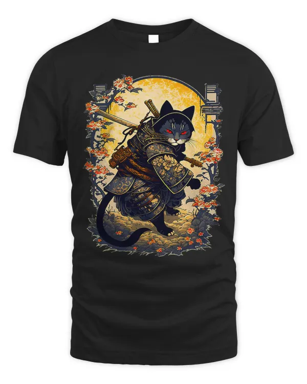 Samurai Japanese Art Cat Ninja Ukiyoe Anime Style Cat
