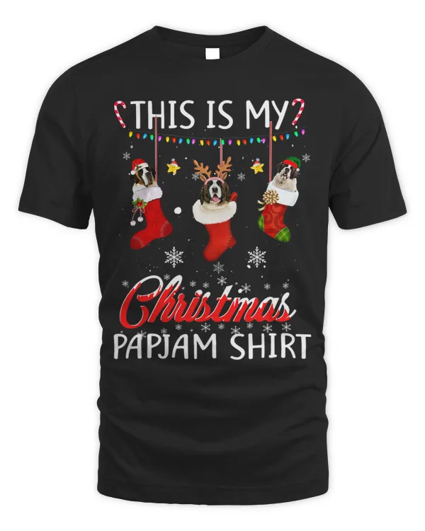 This Christmas Pajama Saint Bernard In Socks Shirt Lover Dog