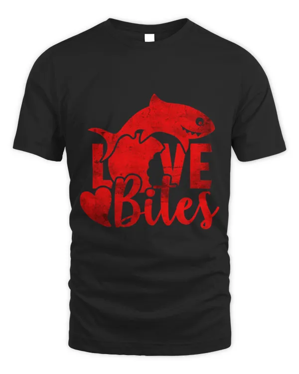 Love Bites Funny Valentines Shark Apple Bite Mom Dad Kids 1