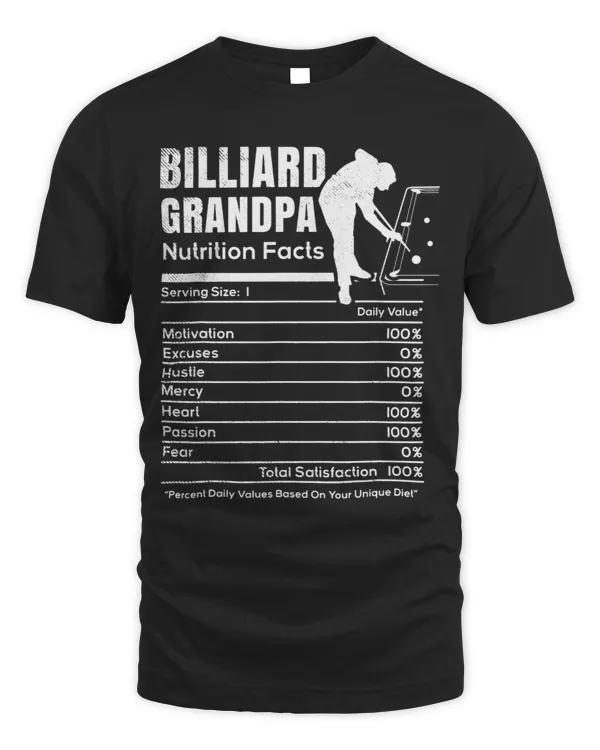 Billiards nutrition facts funny theme for Grandpa