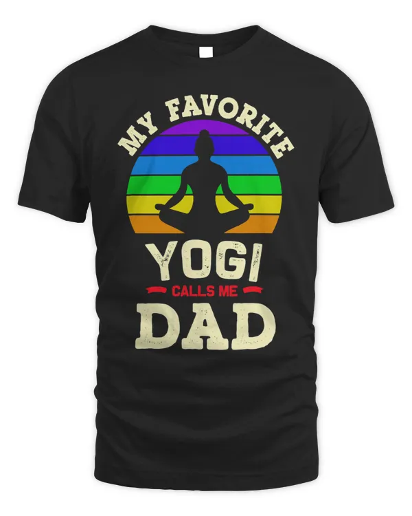 Mens My Favorite Yogi Calls Me DAD Retro Yoga Zen Meditation