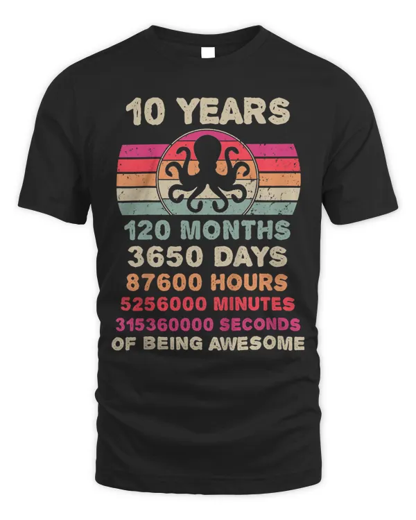 Kids 10 Year Old Octopus Tenth Octopus 10 Birthday Boy Girl