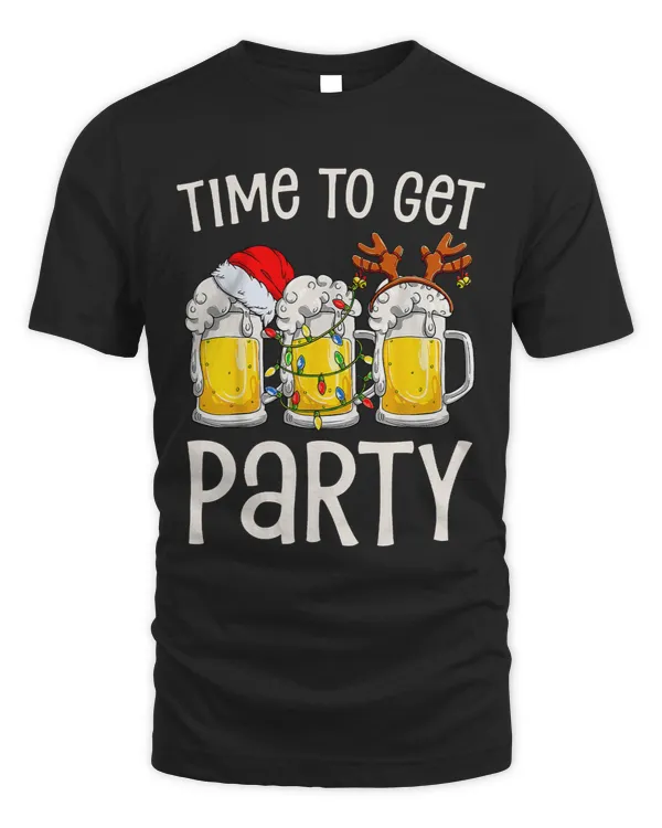 Time to Get Party Funny Santa Drink Drunk Christmas Beer22