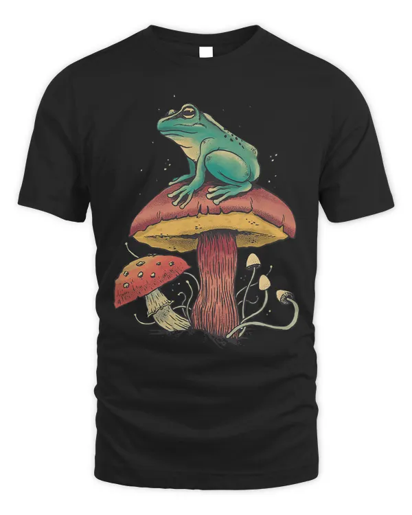 Stoic Frog sitting on Mushroom Design