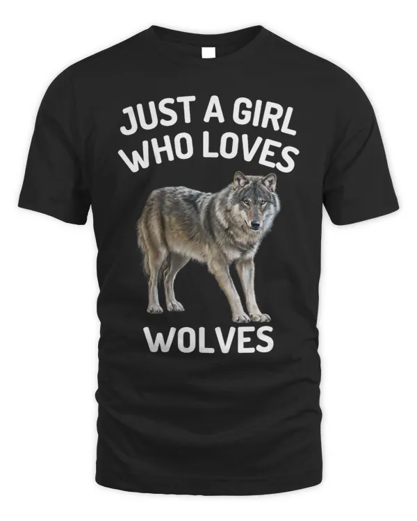 Kids Just A Girl Who Loves Wolves Wolf Shirt For Girls