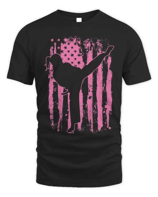 Kids Karate Girl USA Flag American Martial Arts
