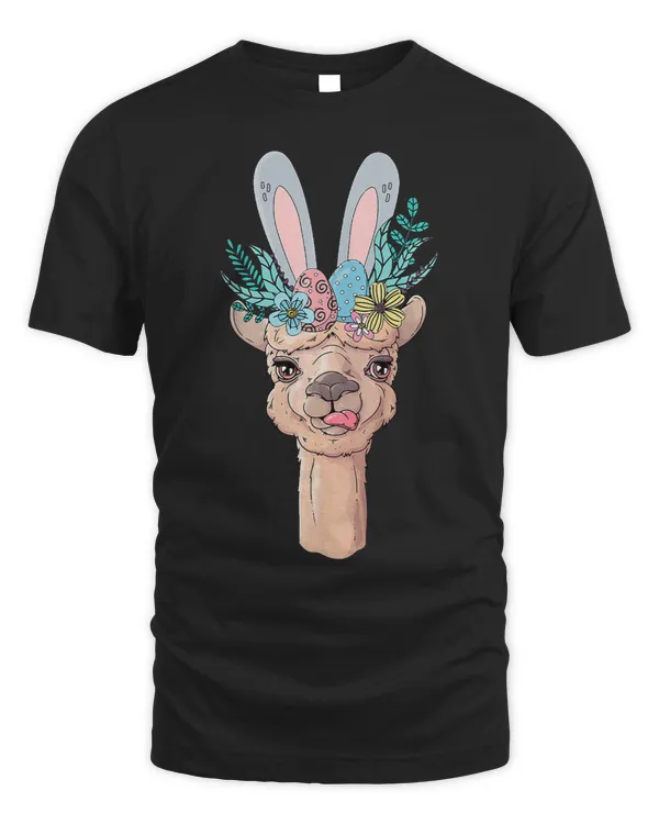 Kids Llama Bunny Easter Day Cute Floral Spring Egg Hunt Kids
