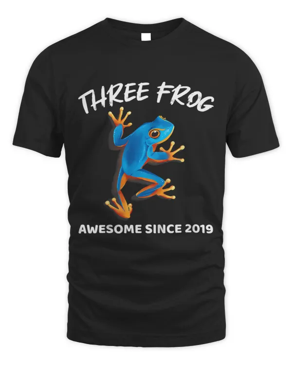 Kids Three Frog 3rd Birthday Amphibian Third 3 Year Old Boy Girl