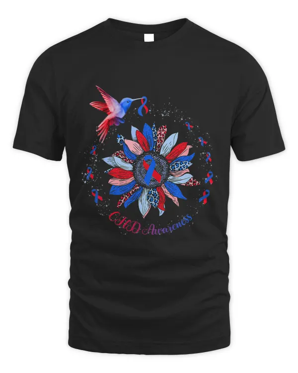 Blue Red Ribbon Leopard Sunflower CHD Awareness
