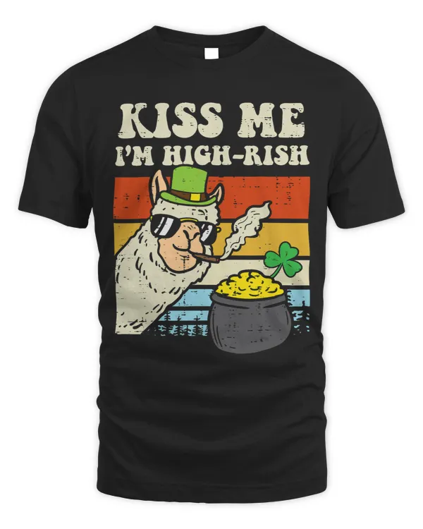 Kiss Me Im HighRish Llama St Patricks Day Weed 420 Stoner