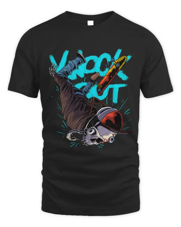 Knock Out Skeleton Skateboard Skate Punk Skater Skateboarder