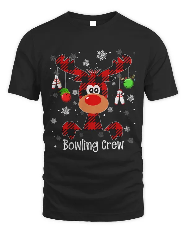 Bowling Crew Red Plaid Reindeer Christmas Matching Pajama